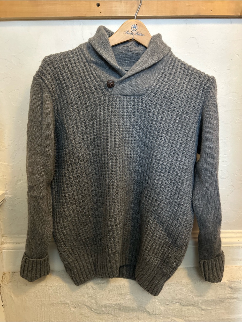 Men's Gray Shawl Collar Knit Sweater